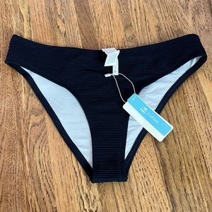 Cupshe Navy Blue Ribbed Swim Bottoms, M